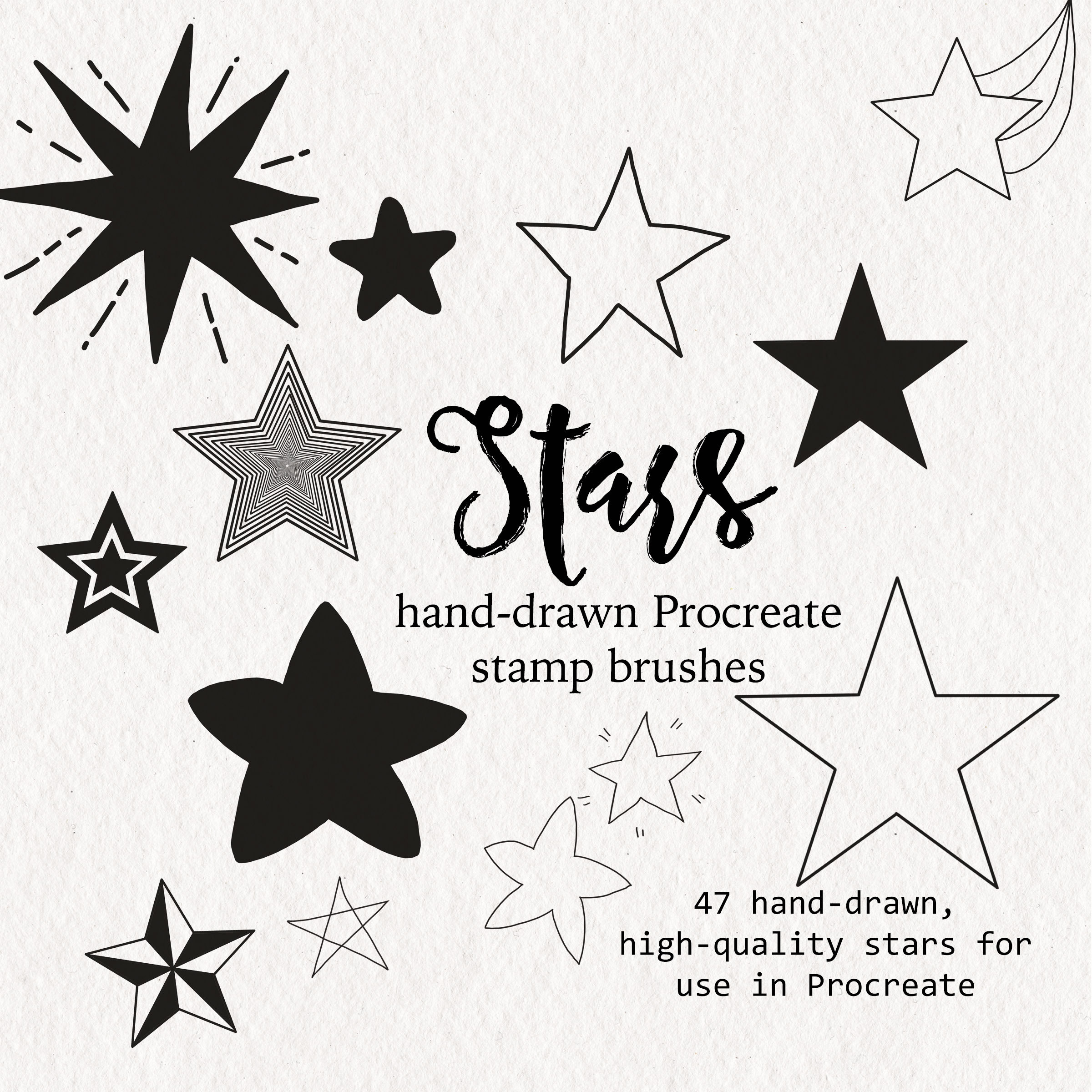 Star Procreate Brush Stamps 47 Star Brush Set for Procreate 
