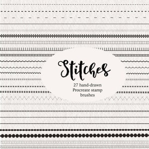 Procreate Brush Stamps Stitches, Sewing | 27 piece brush set for Procreate with buttonhole stamps and decorative stitches
