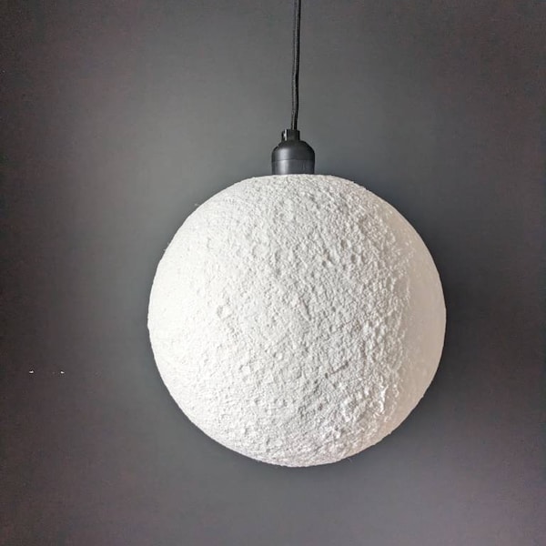 Lampe Lune suspension blanc PLA impression 3d lithophanie personnalisable Douille E27