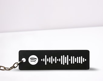 Scannable code music streaming keyring for albums, songs, playlists on the go listening. Perfect for any occasion.