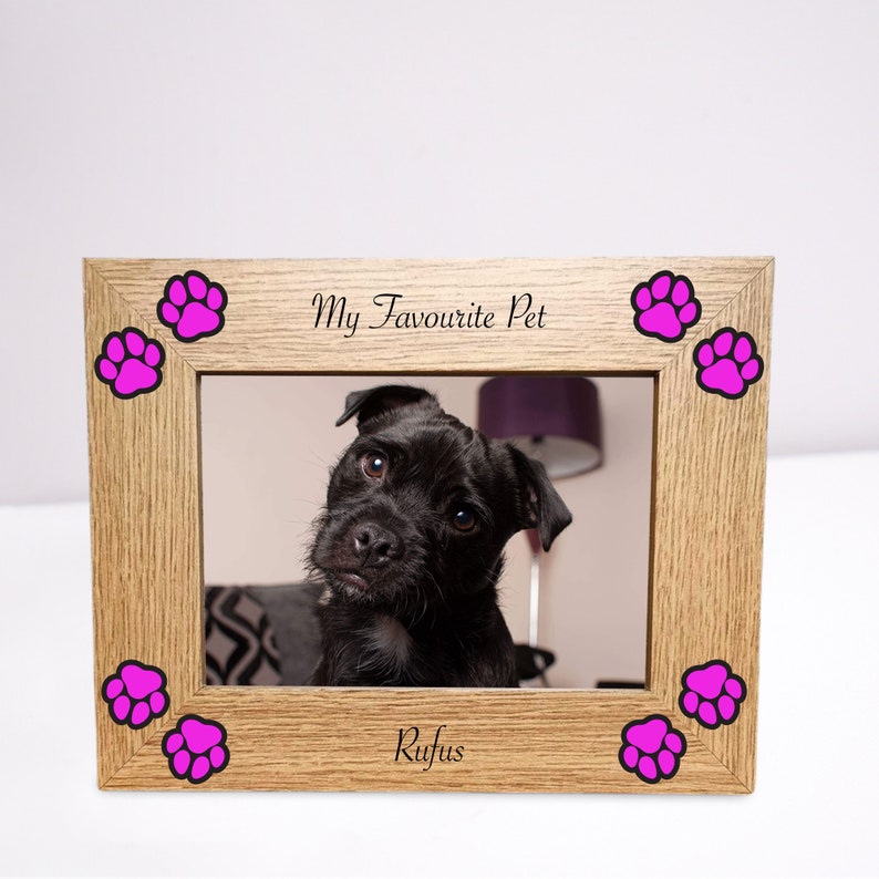 Wooden photo frame with custom text for your pet