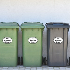 Wheelie Bin Stickers Personalised Custom House Name Number Decals for Your Home