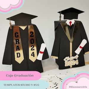 Template, Archivo de Corte  Caja Graduación 2025 Editable, SVG, STUDIO