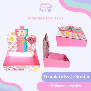 Archivo de Corte Template en Blanco Caja  Bandeja de desayuno  SVG , STUDIO en español