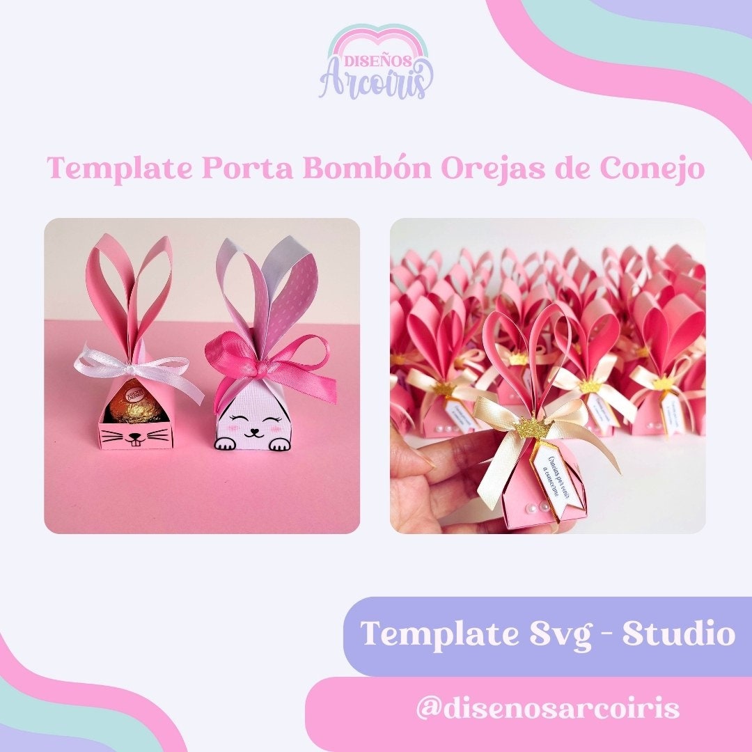 Blank Template Cutting File Box for Chocolates Rabbit Ears, Easter, SVG