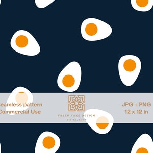 Seamless pattern with cute boiled eggs, food digital paper with Standard Commercial Use License