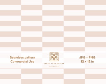 Boho seamless pattern with beige checkerboard, neutral digital paper with Standard Commercial Use License