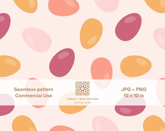 Seamless pattern with colorful Easter eggs, spring digital paper with Standard Commercial Use License