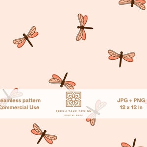 Colorful boho dragonflies seamless pattern, nursery digital paper with Standard Commercial Use License
