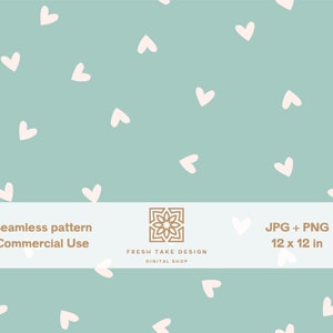 Cute hearts seamless pattern, Scandinavian style digital paper with Standard Commercial Use License