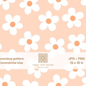 Cute boho flowers seamless pattern, retro summer digital paper with Standard Commercial Use License