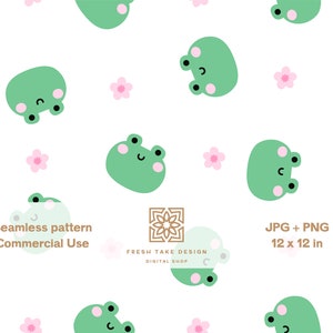Nahtlose Muster mit niedlichen Frösche und rosa Blumen, Tiere digitales Papier mit Standard Kommerzielle Nutzungslizenz