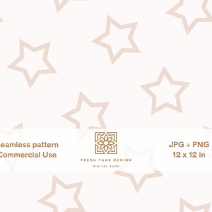 Seamless pattern with beige stars, retro digital paper with Standard Commercial Use License