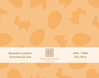 Easter Eggs and Bunnies Seamless Pattern, Spring Digital Paper (JPG, PNG)