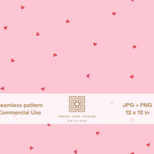 Seamless pattern with cute red hearts, nursery digital paper with Standard Commercial Use License
