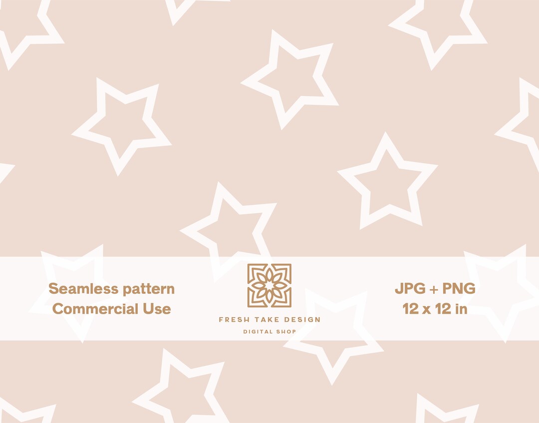 Star Pattern Beige Seamless Pattern With Beige Stars, Retro Digital Paper With Standard ...