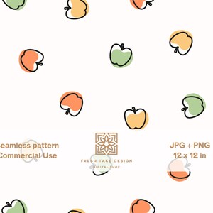 Modello senza cuciture di mele disegnate a mano, carta digitale con frutti boho con licenza per uso commerciale standard