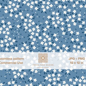 Summer seamless pattern with boho flowers, floral digital paper with Standard Commercial Use License