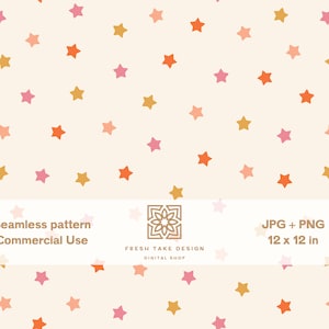 Retro seamless pattern with colorful stars summer digital paper Standard Commercial Use License