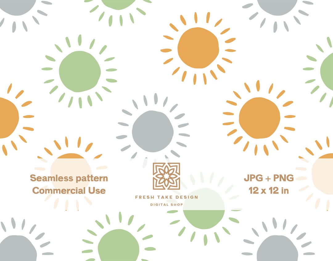 Gender Neutral Nursery Seamless Pattern With Suns With Standard ...