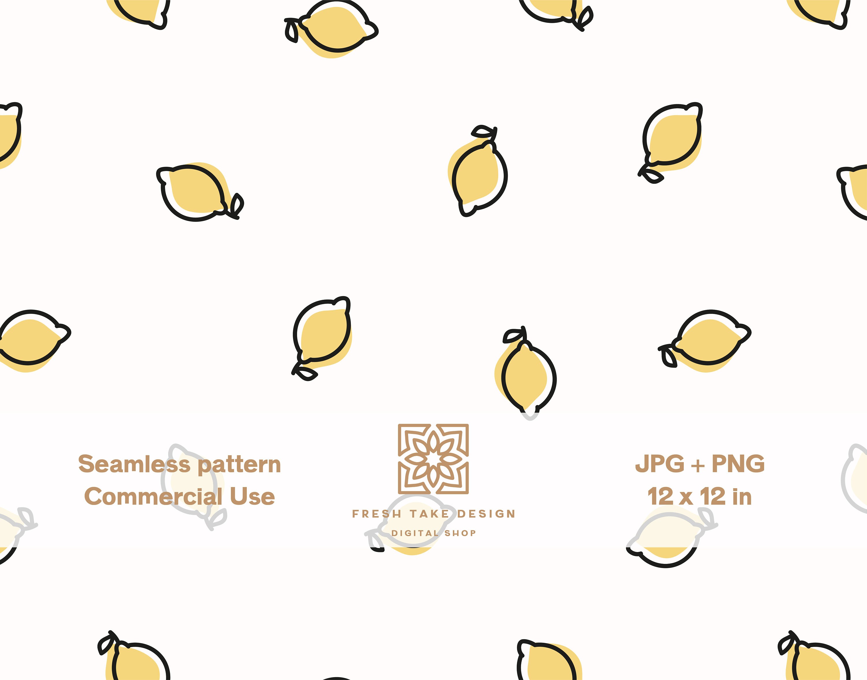 Hand Drawn Lemons Seamless Pattern Summer Digital Paper Standard ...