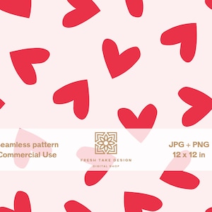 Seamless pattern with cute red hearts, nursery digital paper with Standard Commercial Use License
