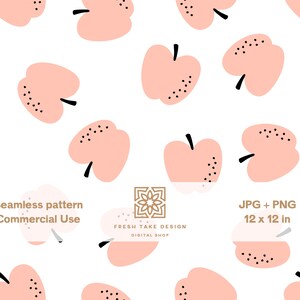 Mele disegnate a mano con motivo boho senza cuciture, carta digitale con licenza per uso commerciale standard