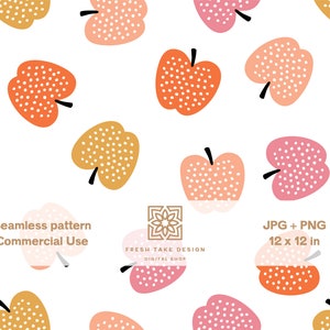 Modello senza cuciture di mele colorate, carta digitale con frutta boho con licenza per uso commerciale standard