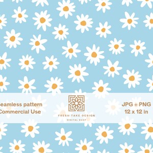 Sommer Muster mit süßen Gänseblümchen, boho digital paper mit Standard Kommerzielle Nutzungslizenz
