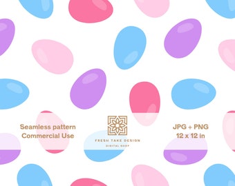Seamless pattern with colorful Easter eggs, spring digital paper with Standard Commercial Use License