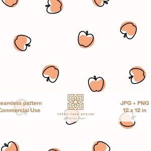 Modello senza cuciture di mele disegnate a mano, carta digitale con frutti boho con licenza per uso commerciale standard