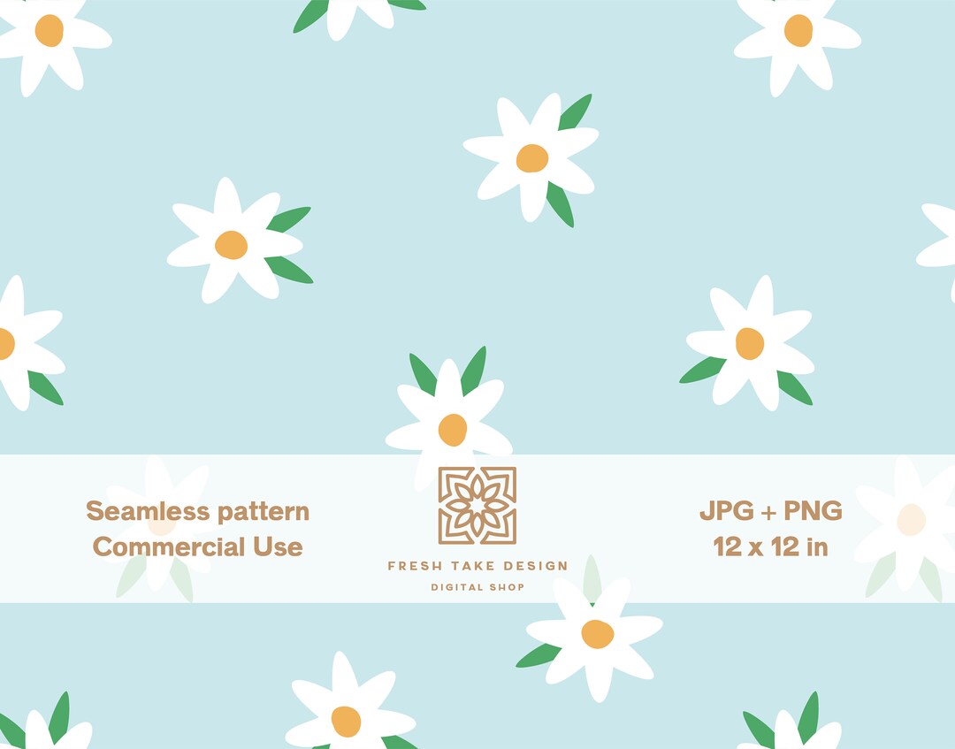 Boho Floral Seamless Pattern, Spring Flowers Digital Paper (JPG, PNG ...