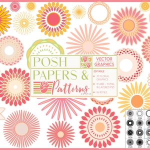 Blumen und florale Ornamente, florale Grafiken, florale ClipArt, hübsche Blumen Elemente, handgezeichnete florale Motive,