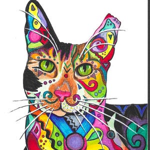 Colorful clipped ear cat, limited edition print