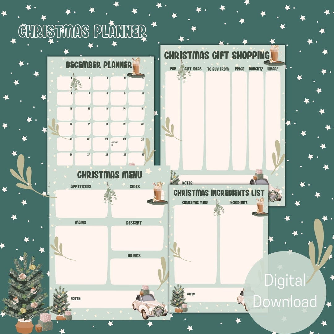 BUNDLE Christmas Planner Pages Christmas Meal Planner PDF Holiday Menu ...