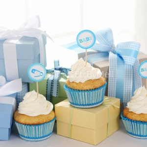 Blue and White Boy Baby Shower Digital Paper