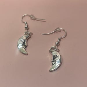 Crescent Moon Face Earrings Moon Charm Earrings Moon Jewellery Crescent Moon Charms Witchy Earrings Witch Style Earrings