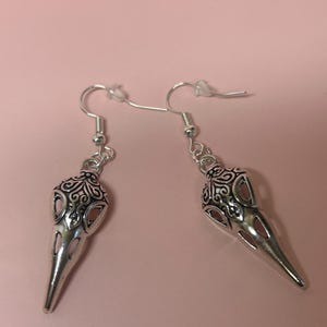 Crow Skull Statement Earrings Gothic Bird Skull Earrings Emo Animal Skull Alternative Steampunk Goth Halloween Earrings