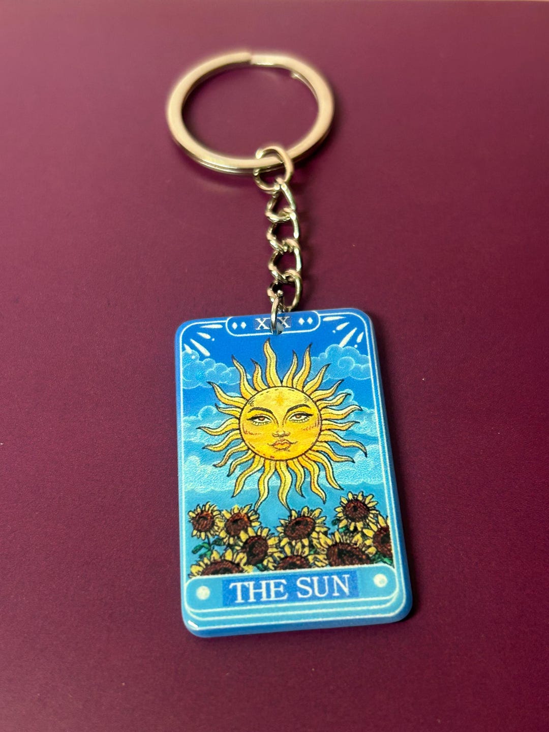 Sun Tarot Card Keyring Sun Tarot Card Keychain Celestial Keyring Witchy ...