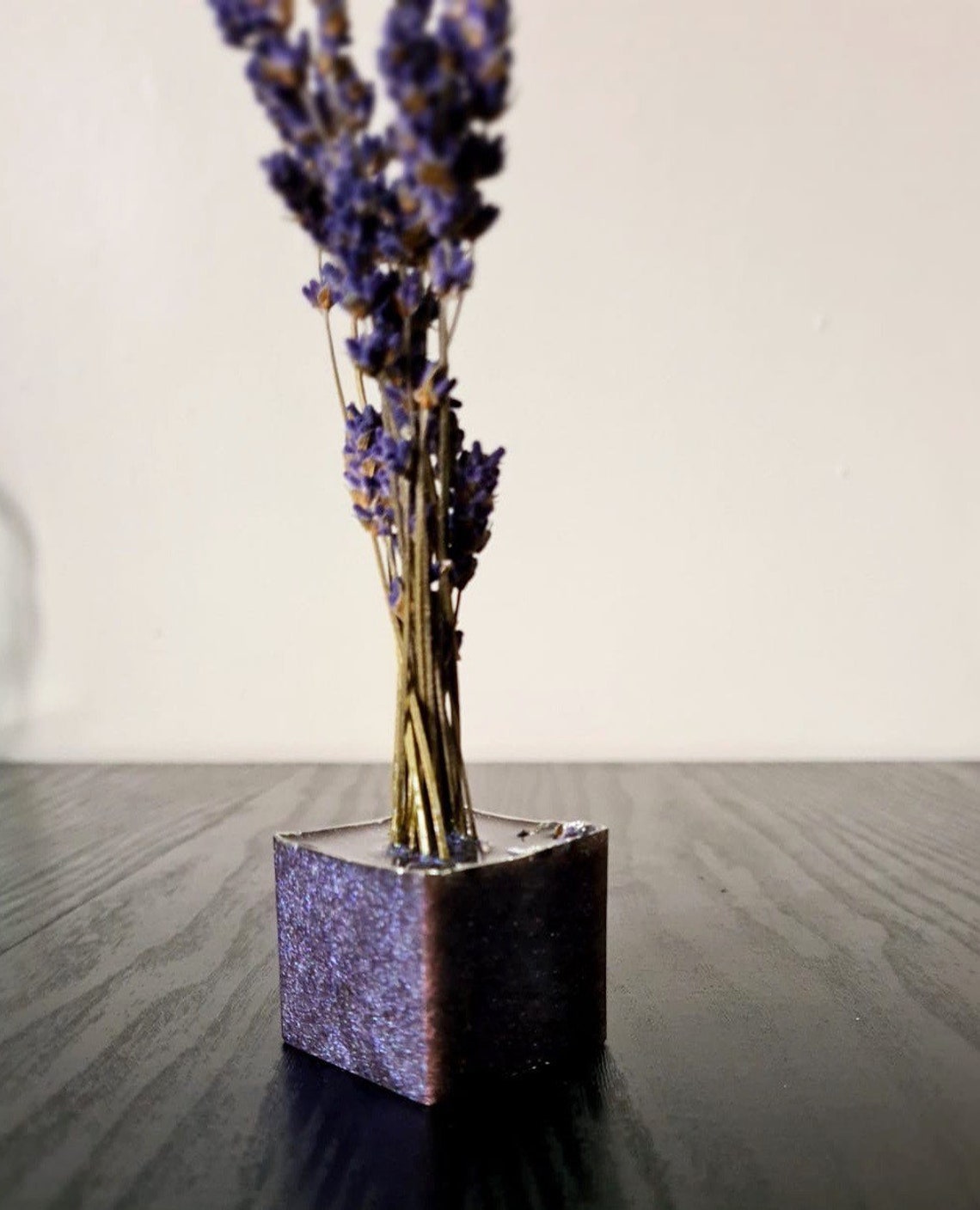 Dried Lavender in Resin Cube Vase Homegrown Dried Lavender Etsy
