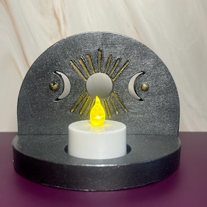 Moon Phases Candle Holder Handmade Jesmonite Tealight Candle Holder Mystical Witchy Home Decor
