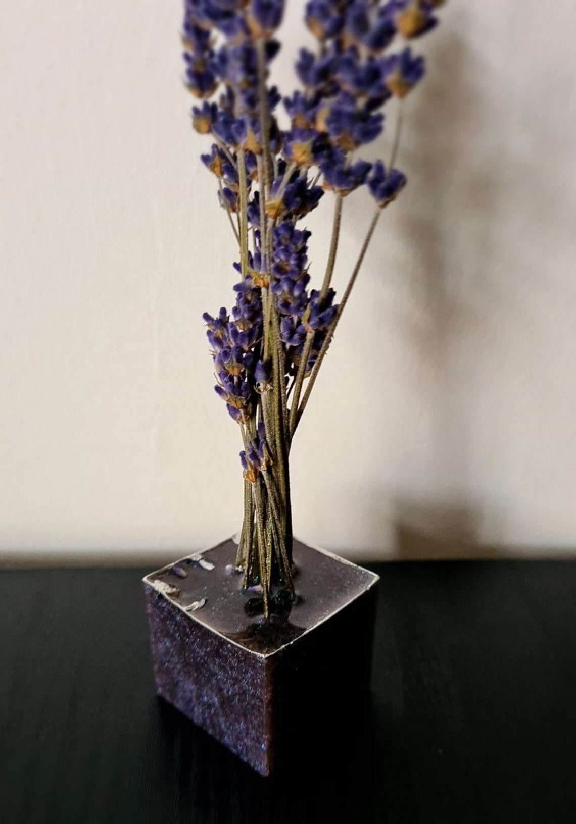 Dried Lavender in Resin Cube Vase Homegrown Dried Lavender Etsy