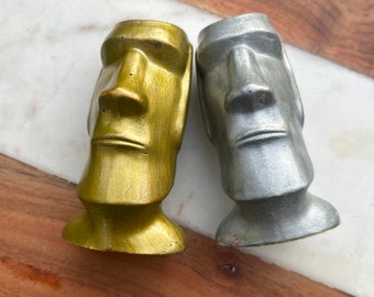 Easter Island Heads set of 2, Jesmonite Tabletop Figurines