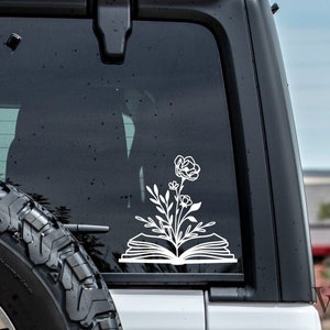 Flowers Decal, Book Decal, Book Lover Decal, Reading Decal, Vinyl Decal, Car Decal, Laptop Decal, Hydroflask Decal, Window Decal