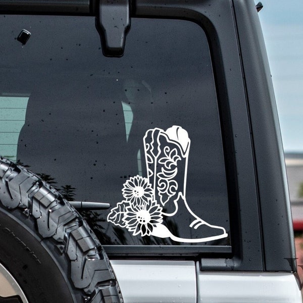 Cowboy Boots Decal, Sunflowers Decal, Cowgirl Boots Decal, Western Decal, Boots Decal, Vinyl Decal, Window Decal, Laptop Decal, Car Decal