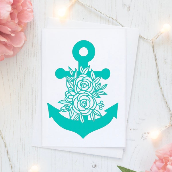 Anchor Decal, Anchor Sticker, Boat Sticker, Boating Decal, Summer Decal, Floral Decal, Beach Decal, Florida Decal, Fishing Decal