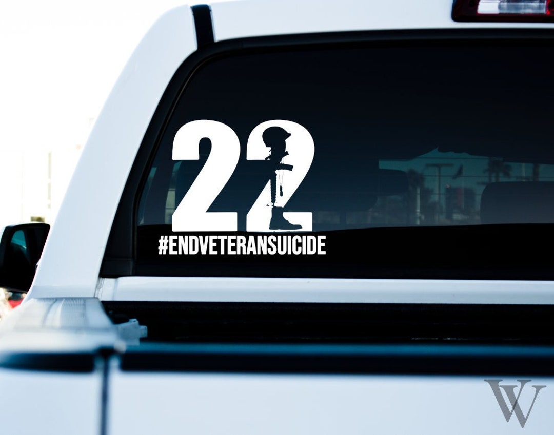 Veterans Suicide Awareness 22 A Day Car Truck Van Window or Bumper