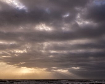 Dawn coast, horizon clouds, high-quality HD metal print, cloud photography, fine art, ready to hang, unique artwork for your living space