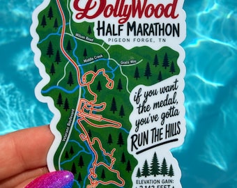 Dollywood 5K, 10K & Half Marathon Sticker | Pigeon Forge TN Running Course Map