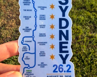 Sydney Marathon Route Sticker or Magnet | Waterproof Runner Decal (26.2 Miles)